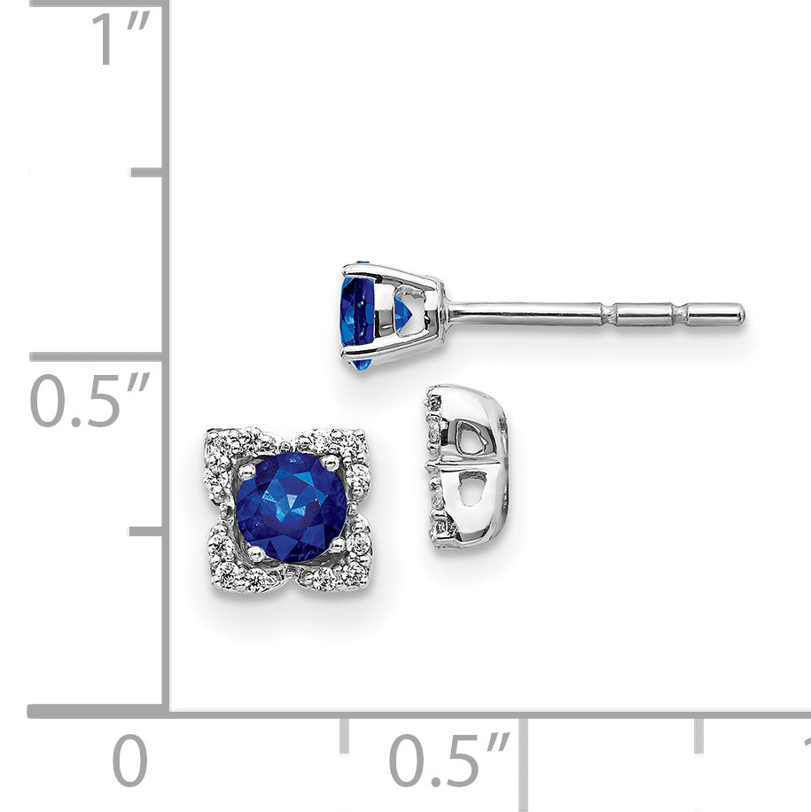 14k White Gold Diamond and Sapphire Stud w/Jacket Earrings (1.5 grams)