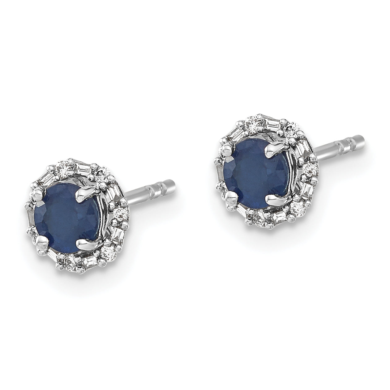 14k White Gold Diamond and Sapphire Stud w/Jacket Earrings (1.05 grams)