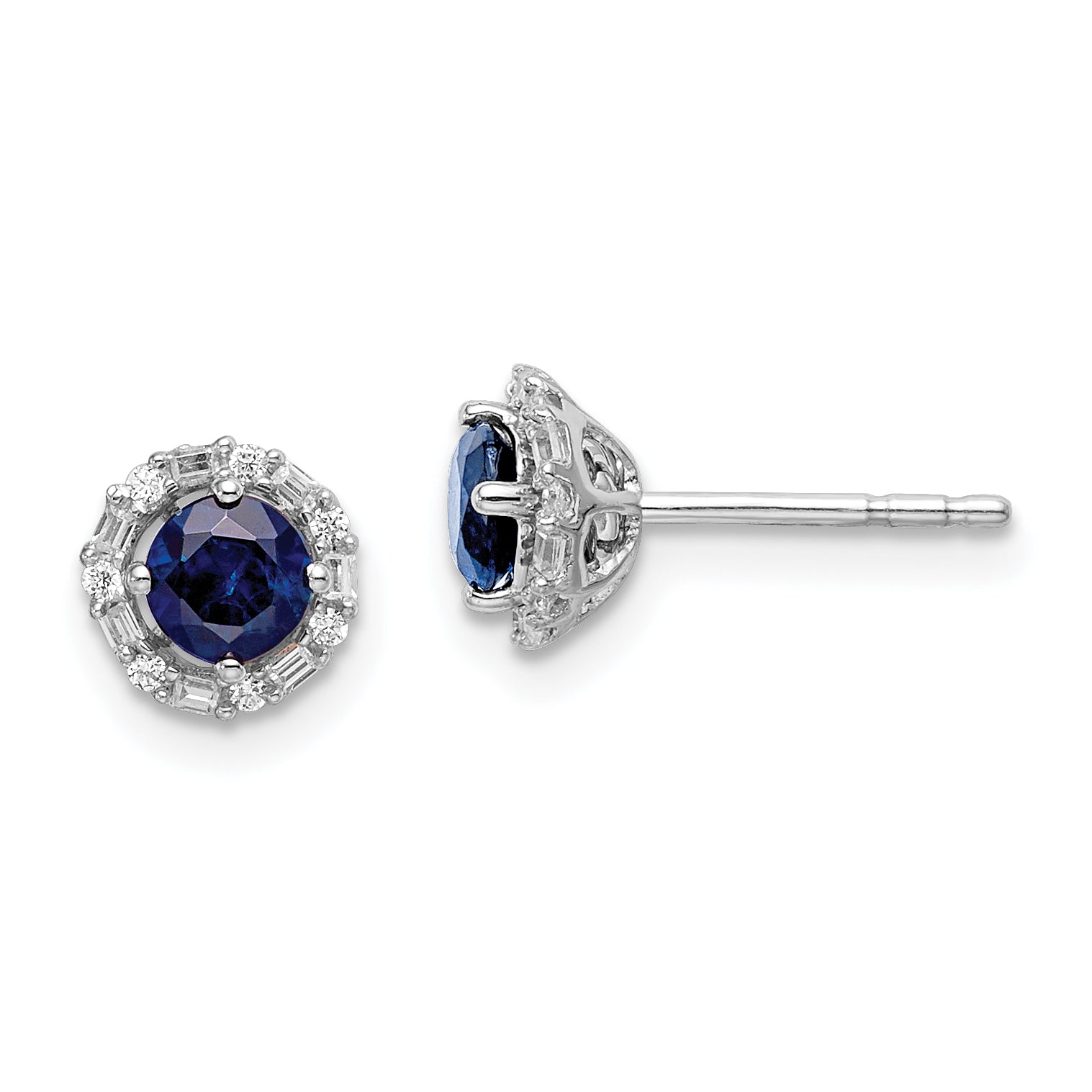 14k White Gold Diamond and Sapphire Stud w/Jacket Earrings (1.05 grams)
