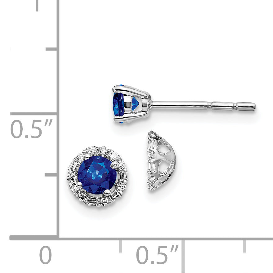 14k White Gold Diamond and Sapphire Stud w/Jacket Earrings (1.05 grams)