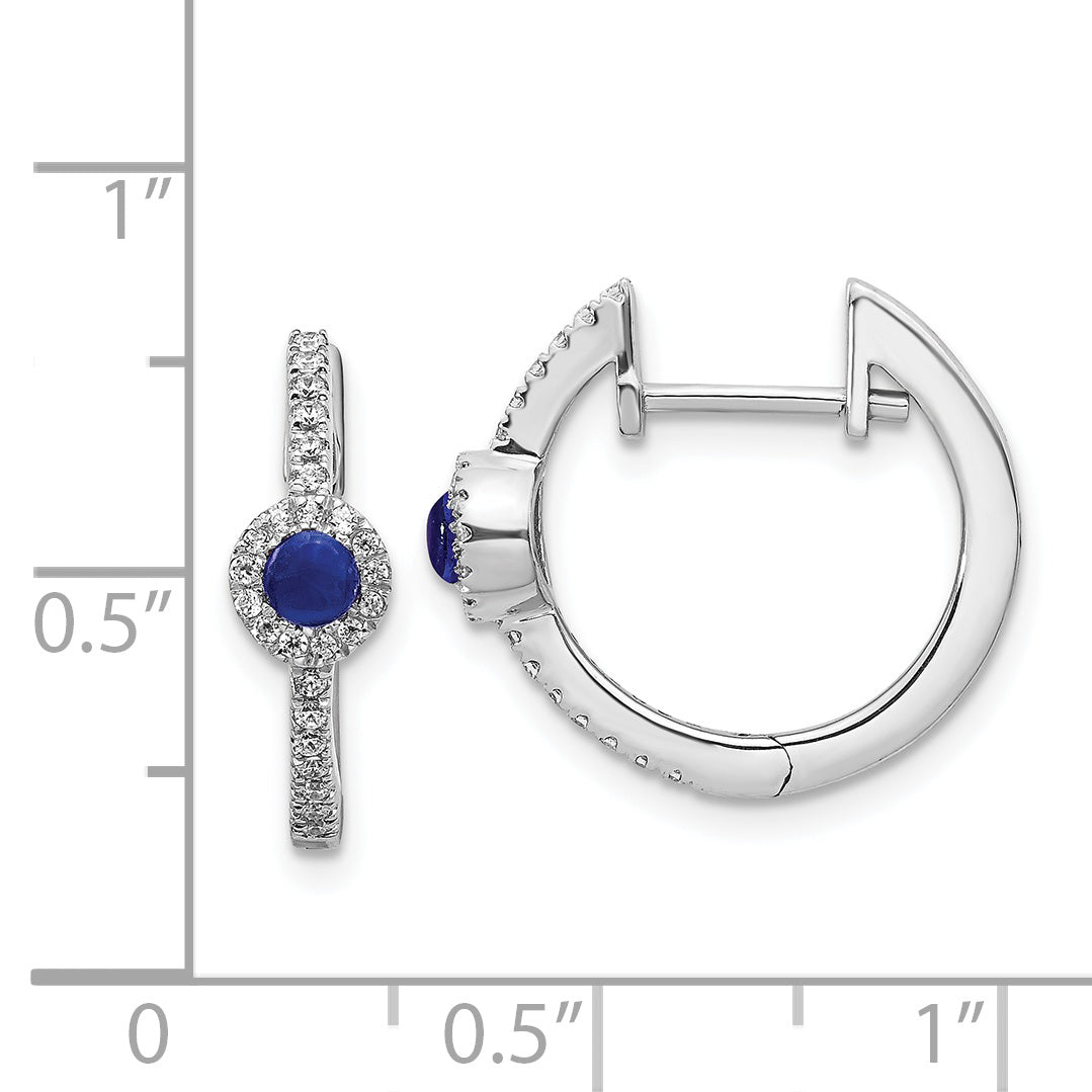 14k White Gold Diamond and Cabochon Sapphire Earrings (3.15 grams)