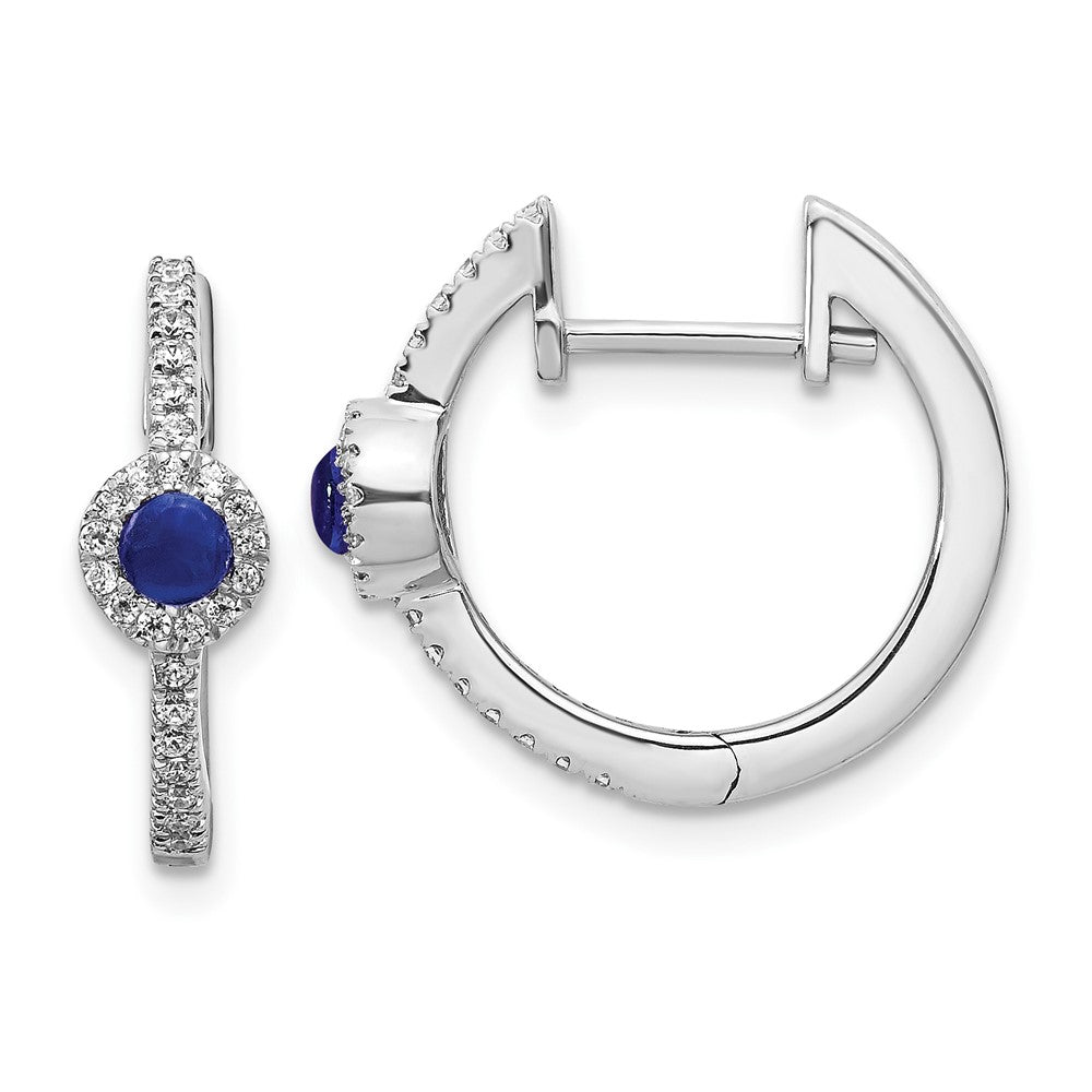 14k White Gold Diamond and Cabochon Sapphire Earrings (3.15 grams)