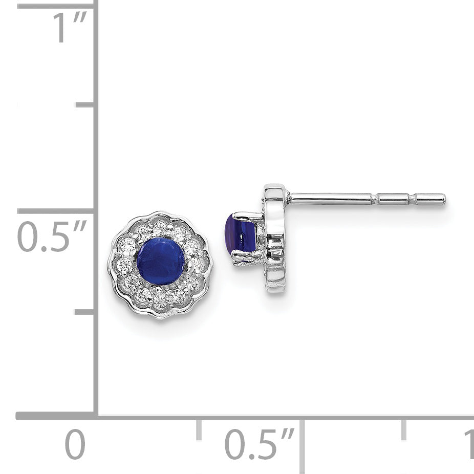 14k White Gold Diamond and Cabochon Sapphire Earrings (1.02 grams)