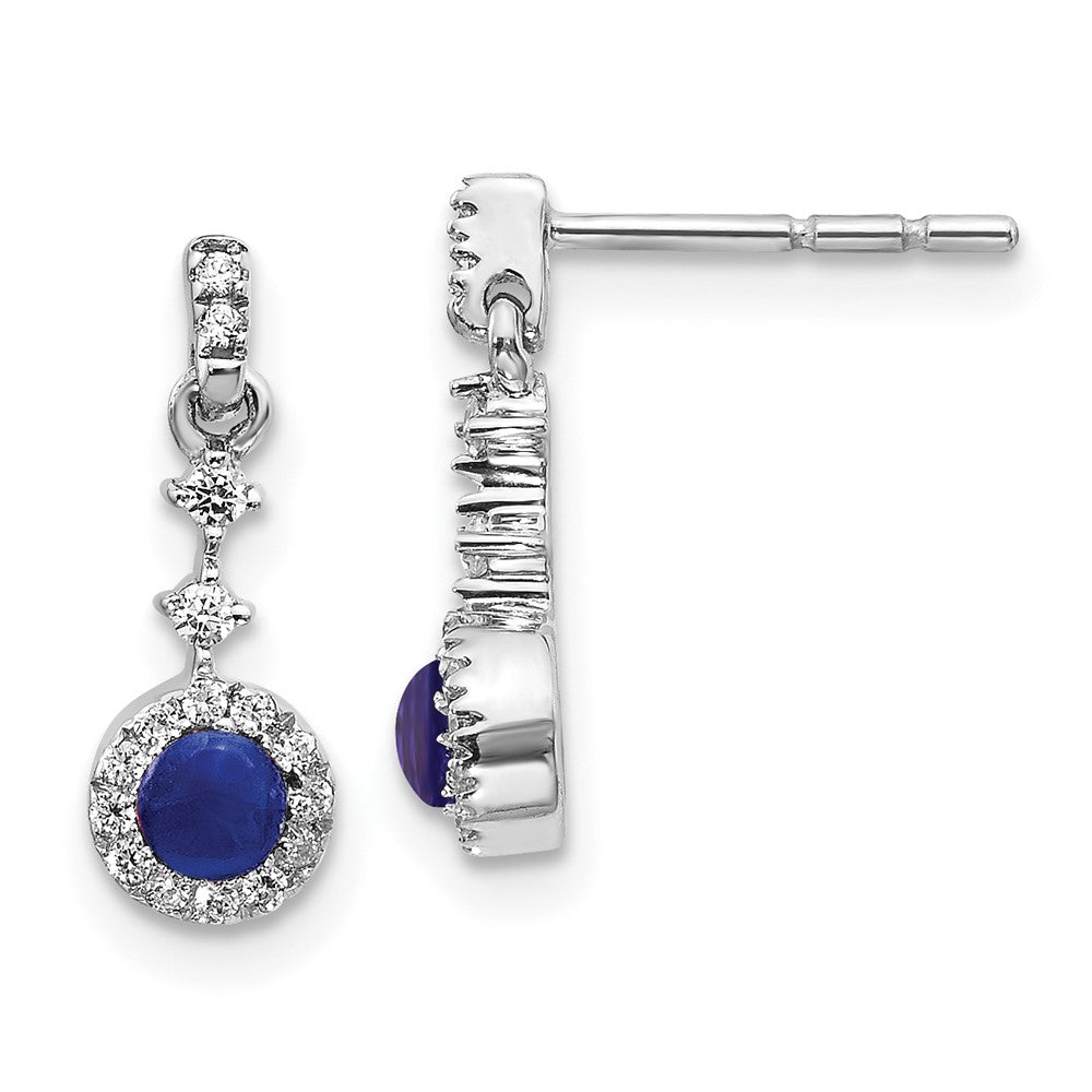 14k White Gold Diamond and Cabochon Sapphire Earrings (1.15 grams)