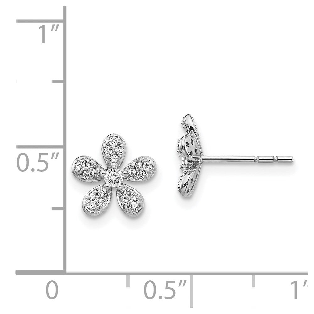 14k White Gold 9 mm Diamond Earrings (1.05 grams)