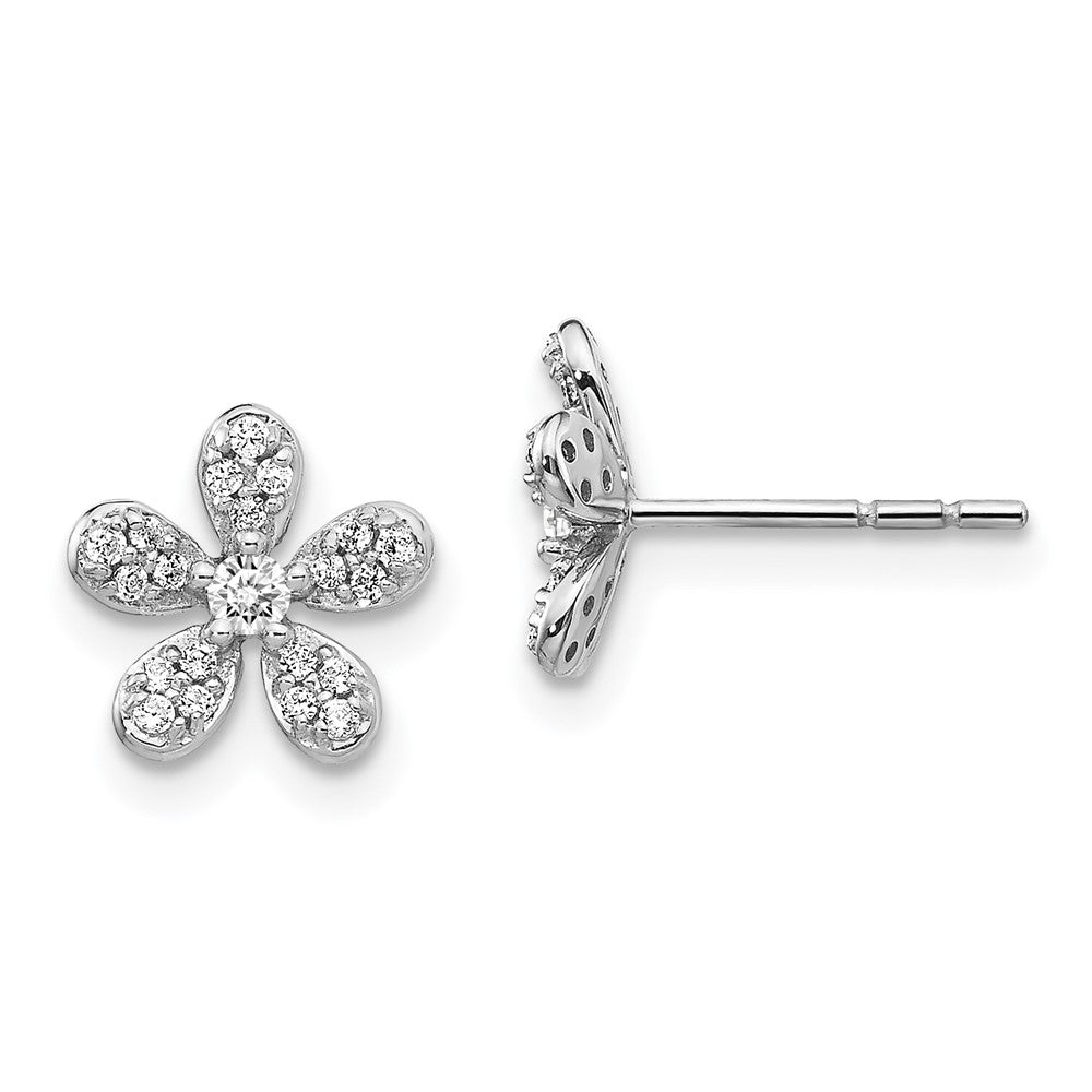 14k White Gold 9 mm Diamond Earrings (1.05 grams)