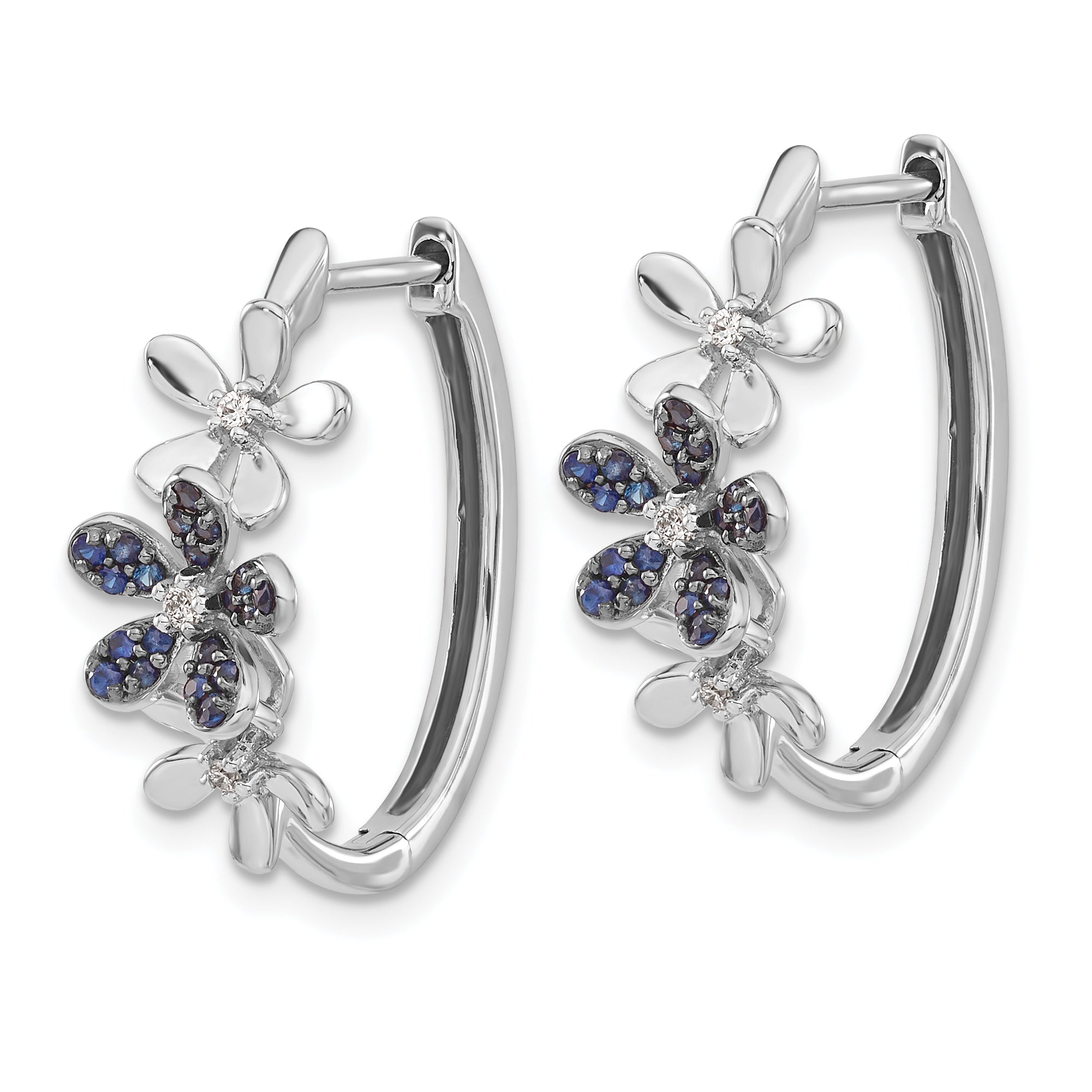 14k White Gold Diamond and Sapphire Earrings (3.95 grams)