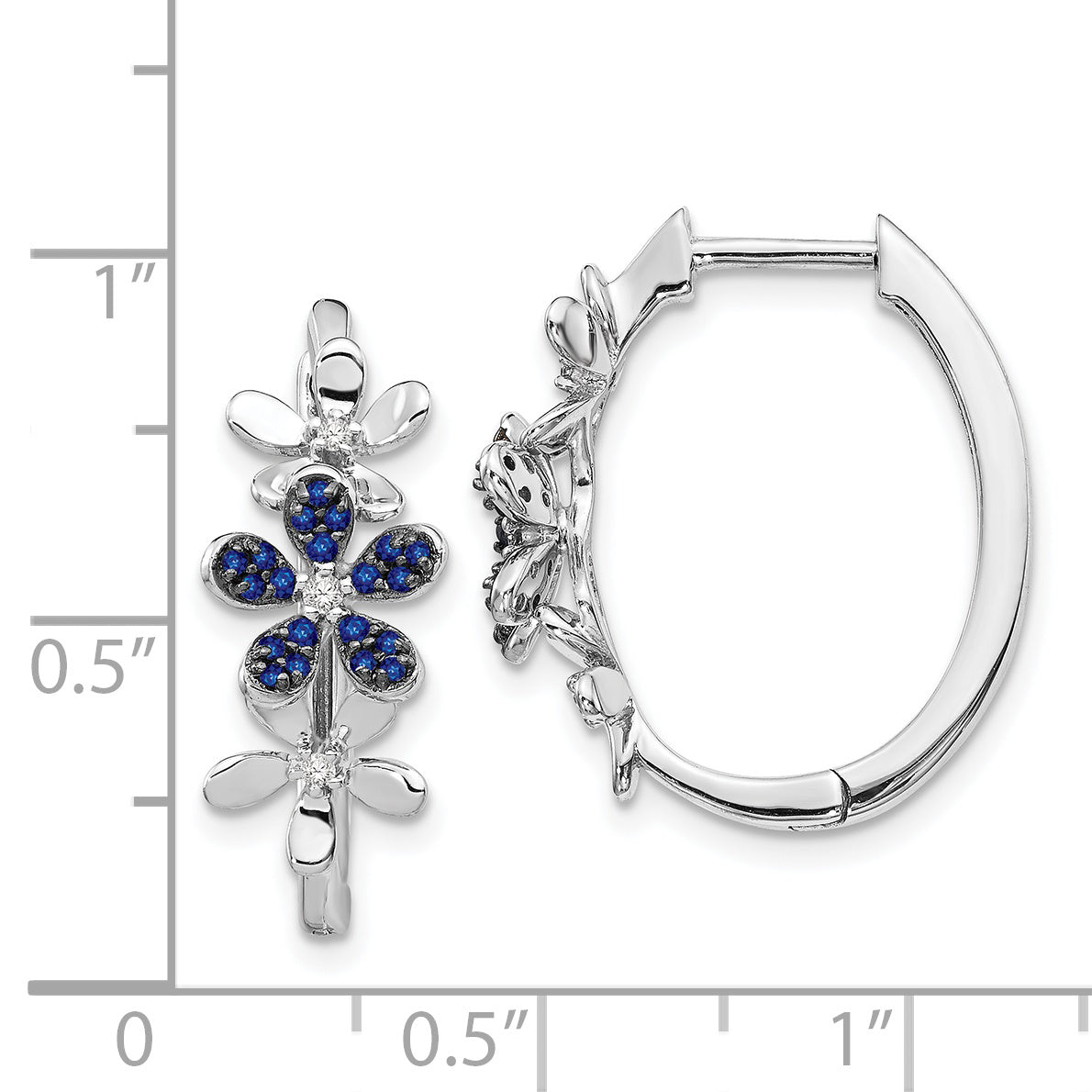 14k White Gold Diamond and Sapphire Earrings (3.95 grams)