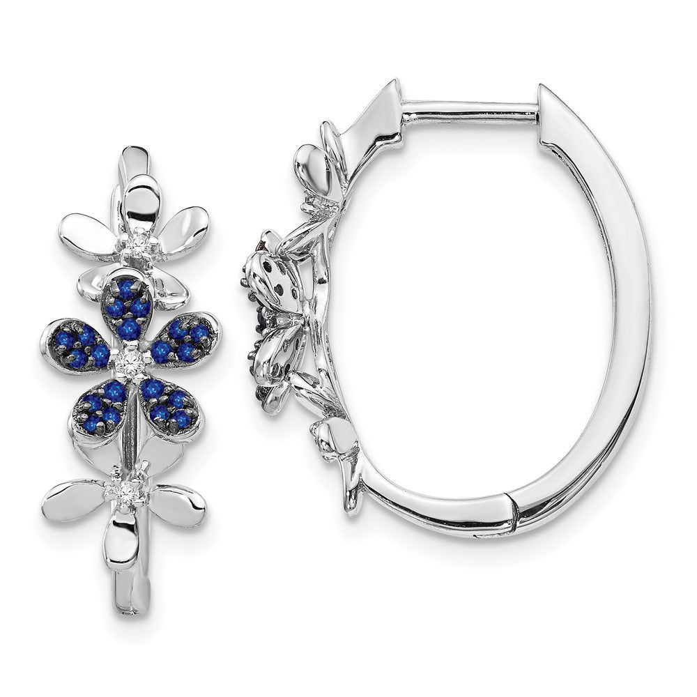 14k White Gold Diamond and Sapphire Earrings (3.95 grams)