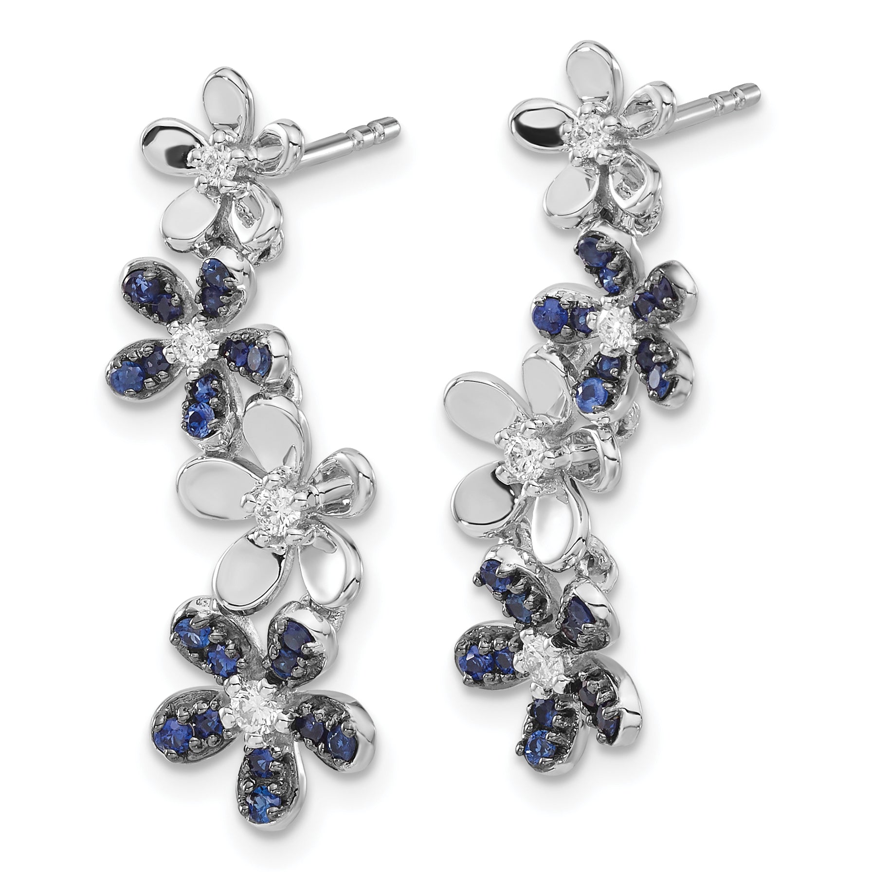 14k White Gold Diamond and Sapphire Earrings (3.75 grams)