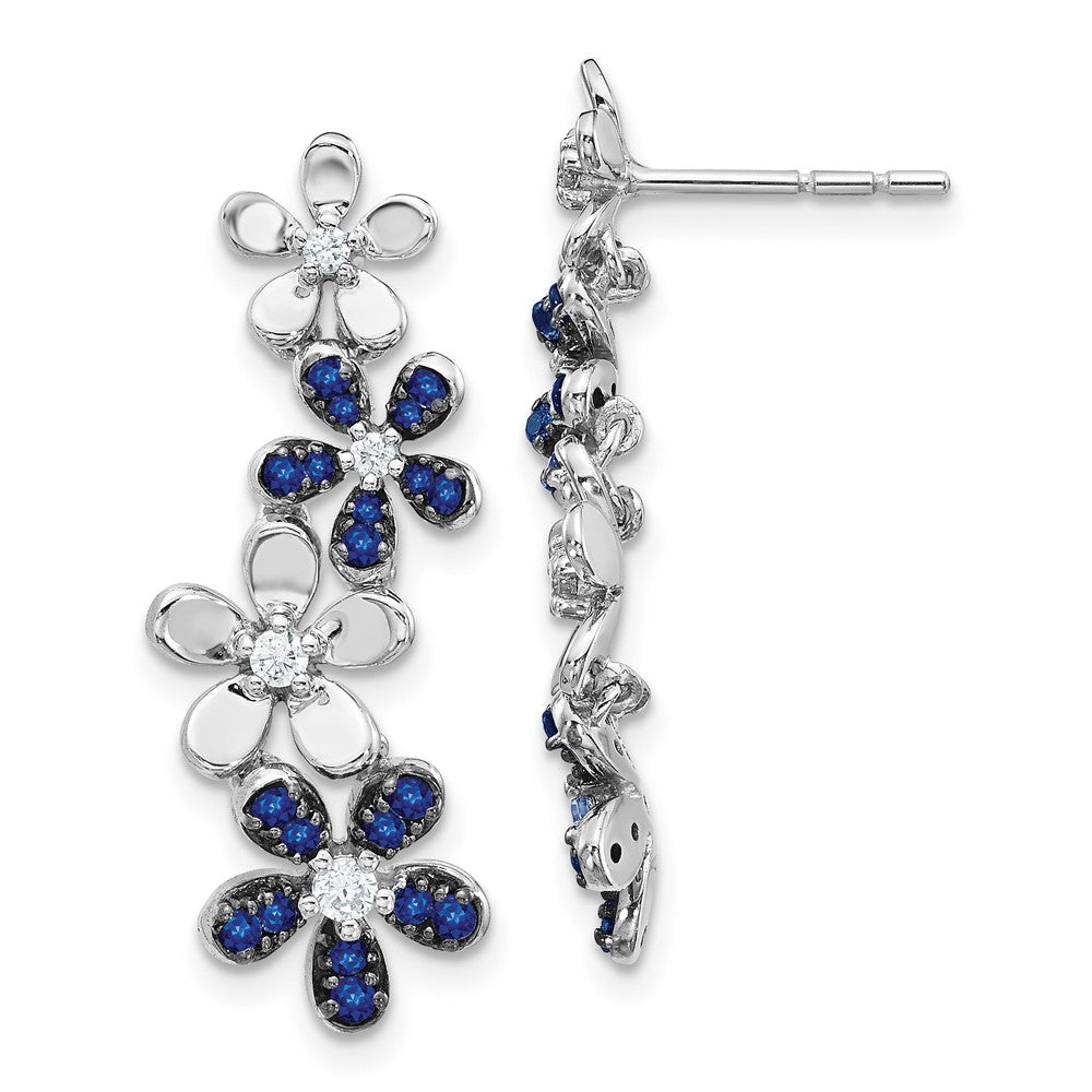 14k White Gold Diamond and Sapphire Earrings (3.75 grams)