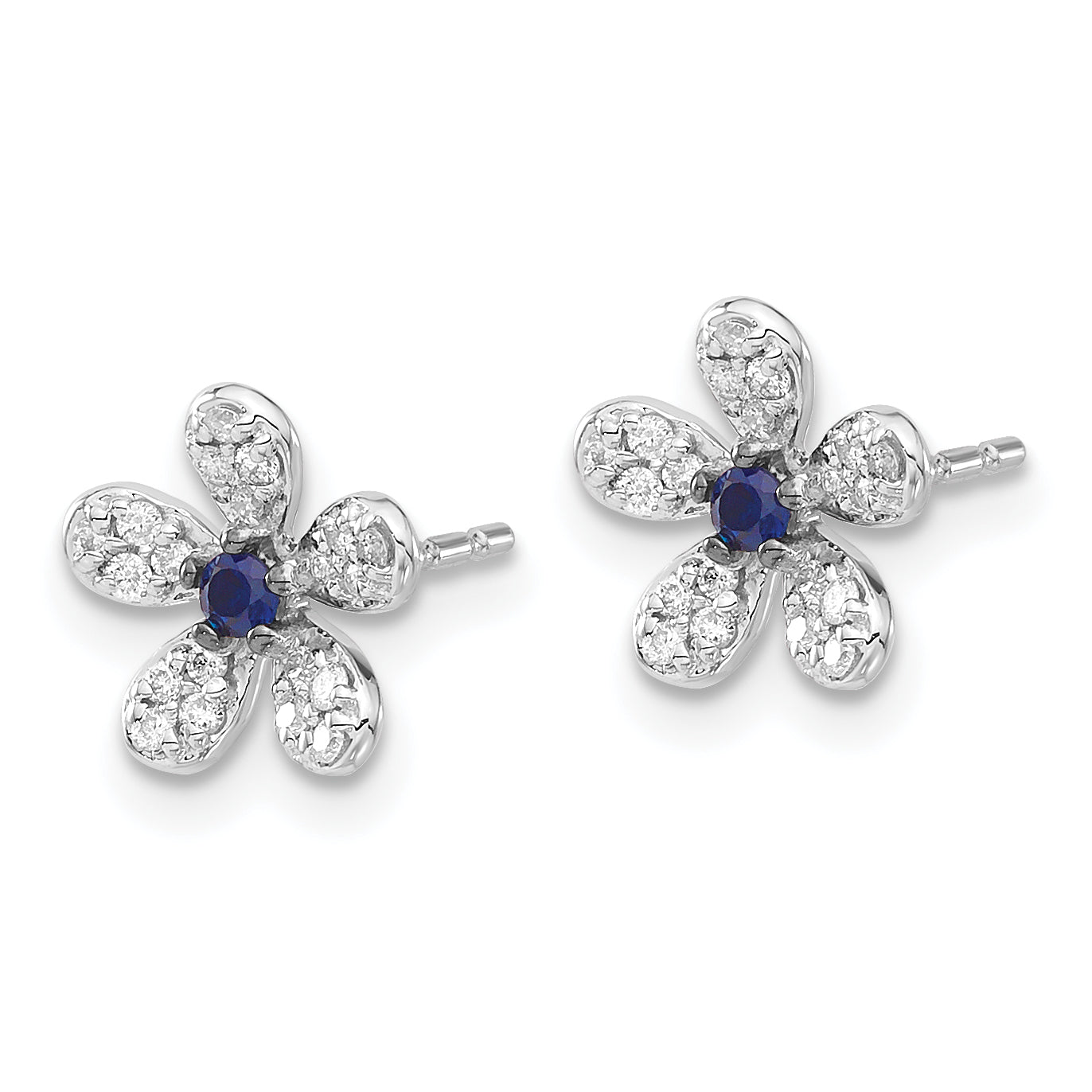 14k White Gold Diamond and Sapphire Earrings (1.15 grams)