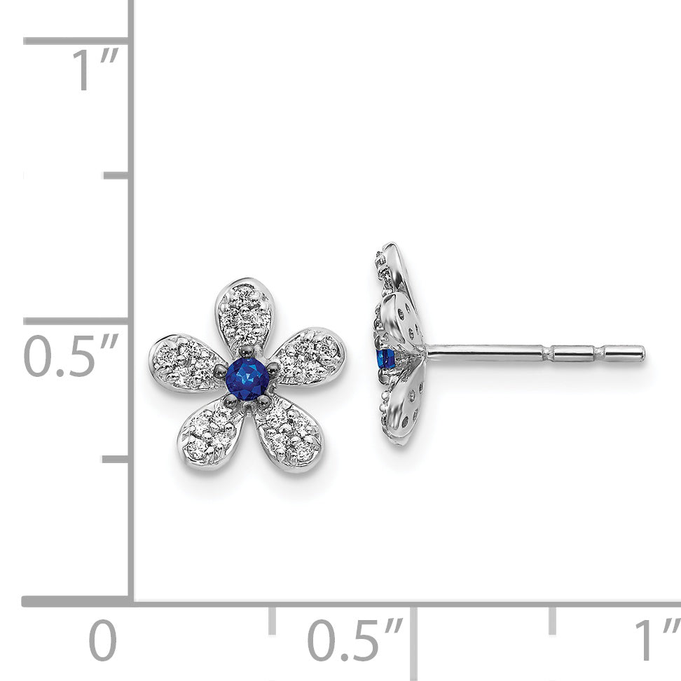 14k White Gold Diamond and Sapphire Earrings (1.15 grams)