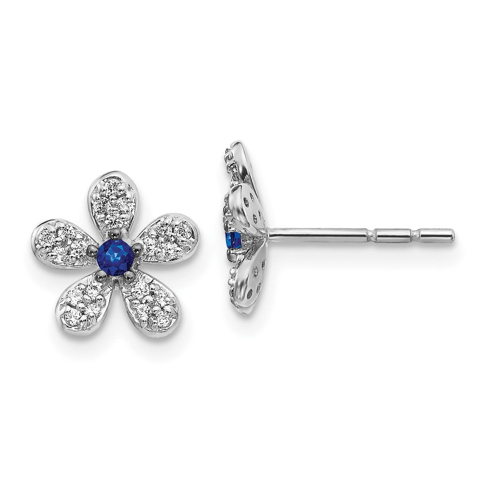 14k White Gold Diamond and Sapphire Earrings (1.15 grams)