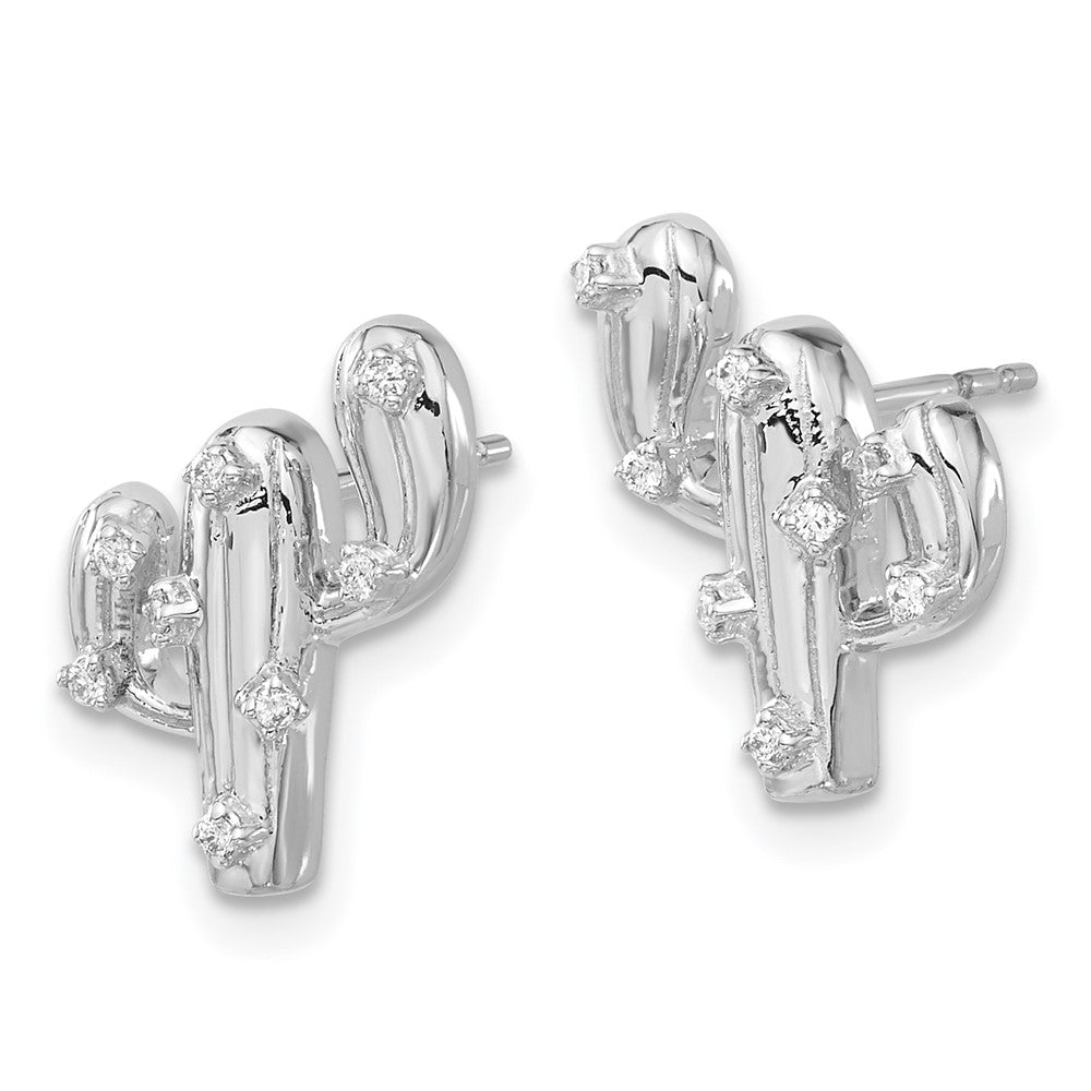 14k White Gold 10 mm Diamond Cactus Earrings (2.92 grams)