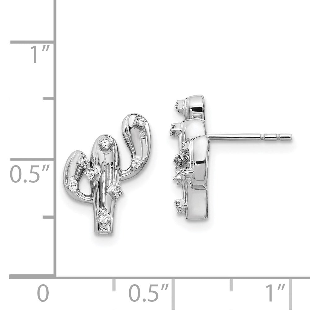 14k White Gold 10 mm Diamond Cactus Earrings (2.92 grams)