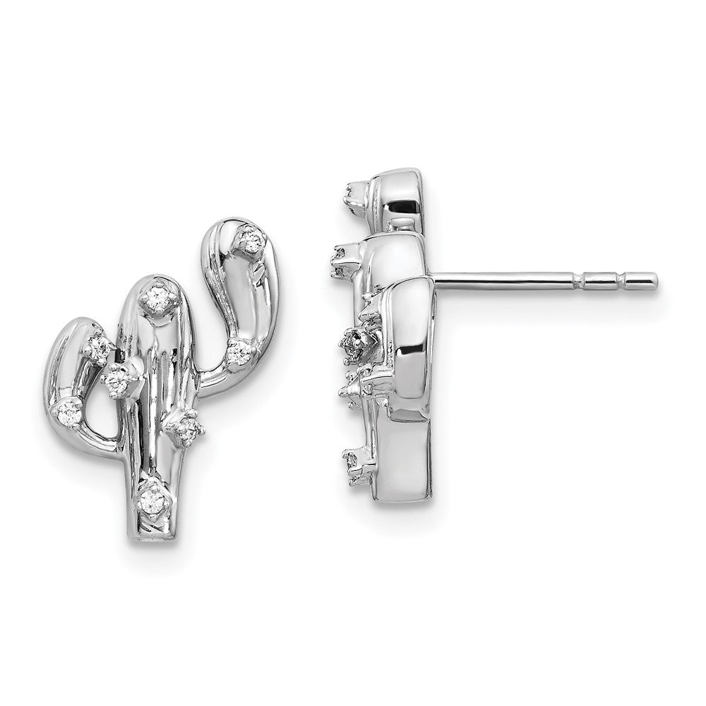 14k White Gold 10 mm Diamond Cactus Earrings (2.92 grams)