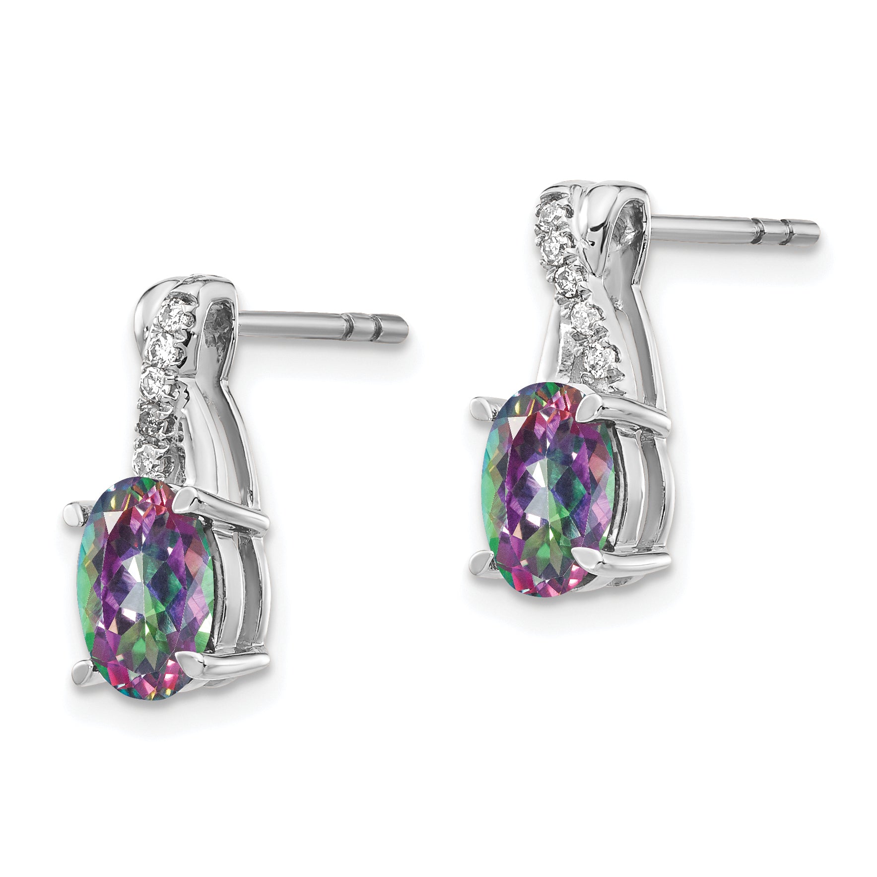 14k White Gold Mystic Fire Topaz and Diamond Earrings (1.65 grams)