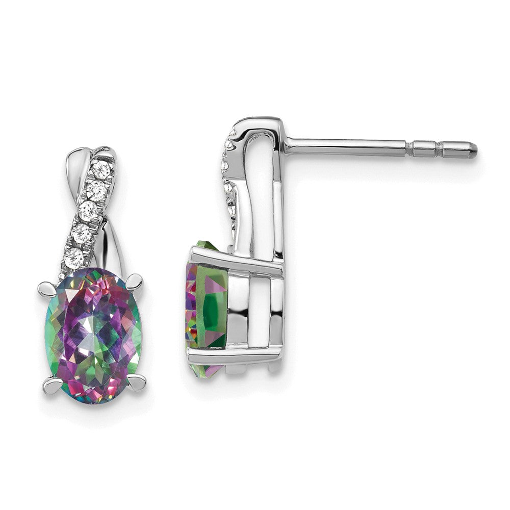 14k White Gold Mystic Fire Topaz and Diamond Earrings (1.65 grams)