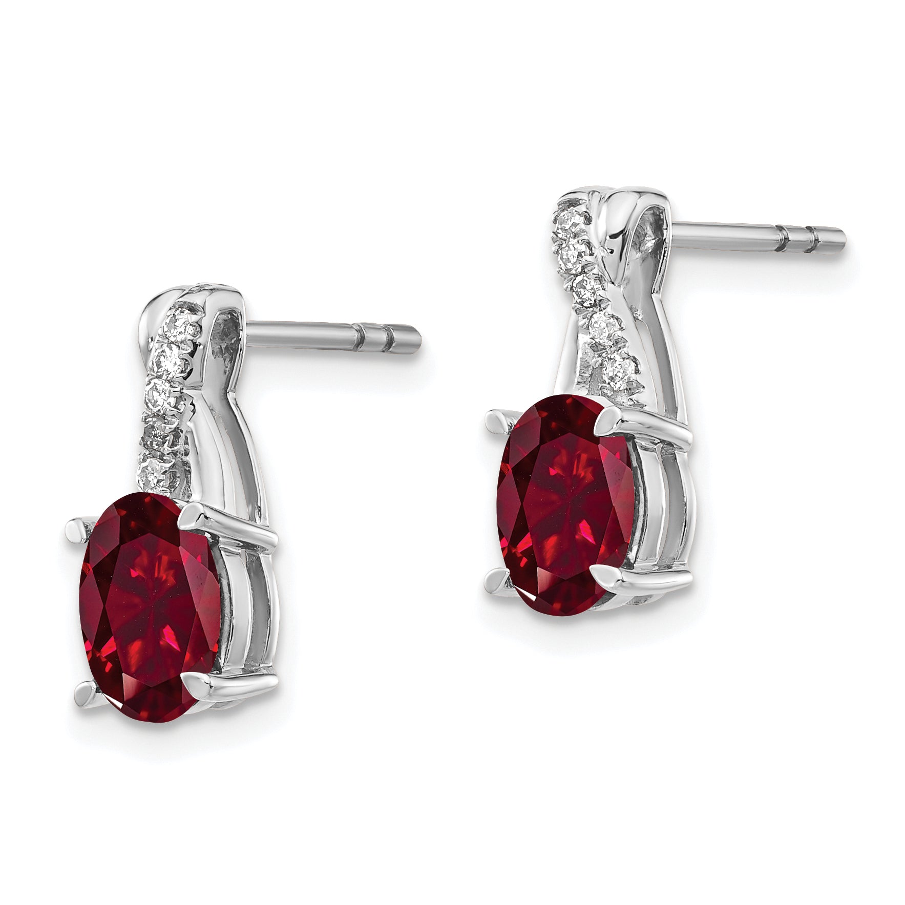 14k White Gold Ruby and Diamond Earrings (1.65 grams)