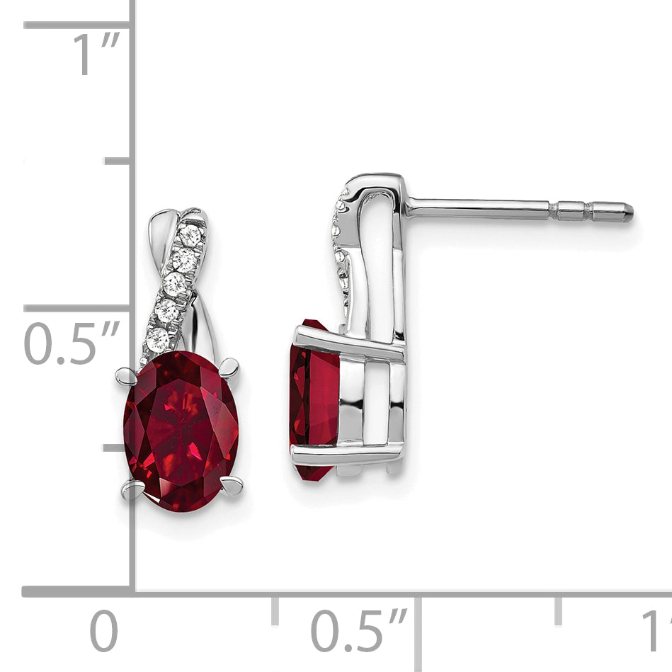 14k White Gold Ruby and Diamond Earrings (1.65 grams)