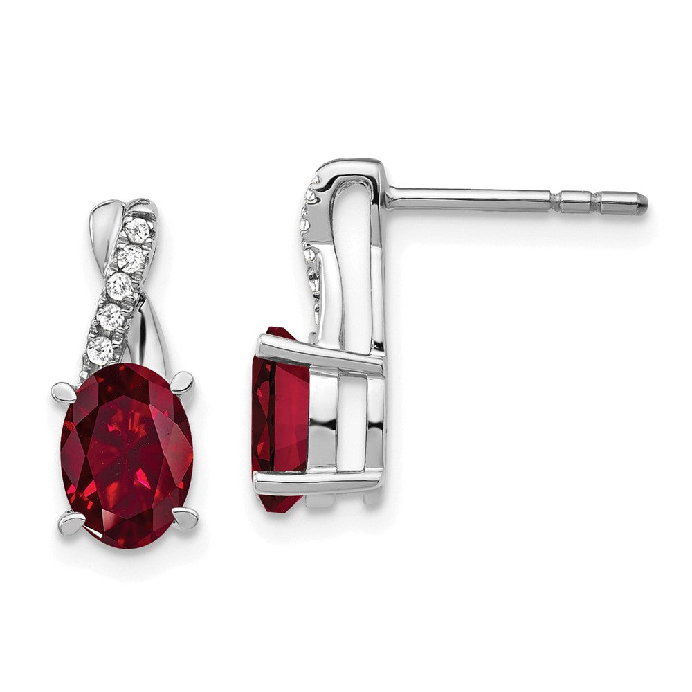 14k White Gold Ruby and Diamond Earrings (1.65 grams)