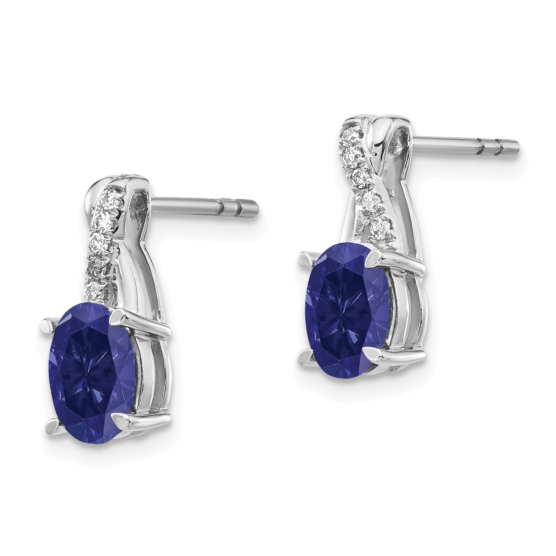 14k White Gold Sapphire and Diamond Earrings (1.65 grams)