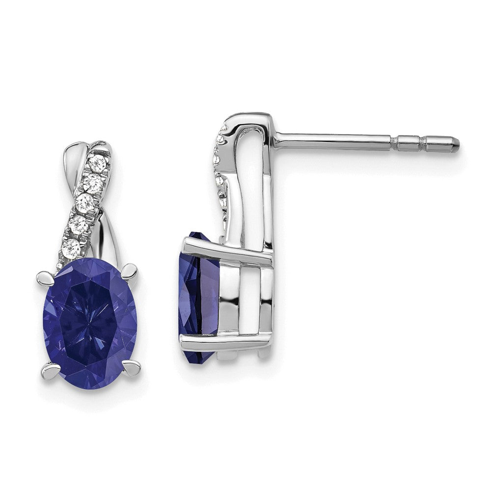 14k White Gold Sapphire and Diamond Earrings (1.65 grams)