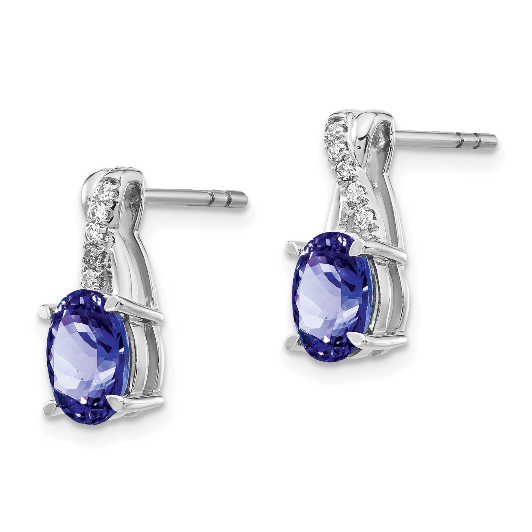 14k White Gold Tanzanite and Diamond Earrings (1.65 grams)