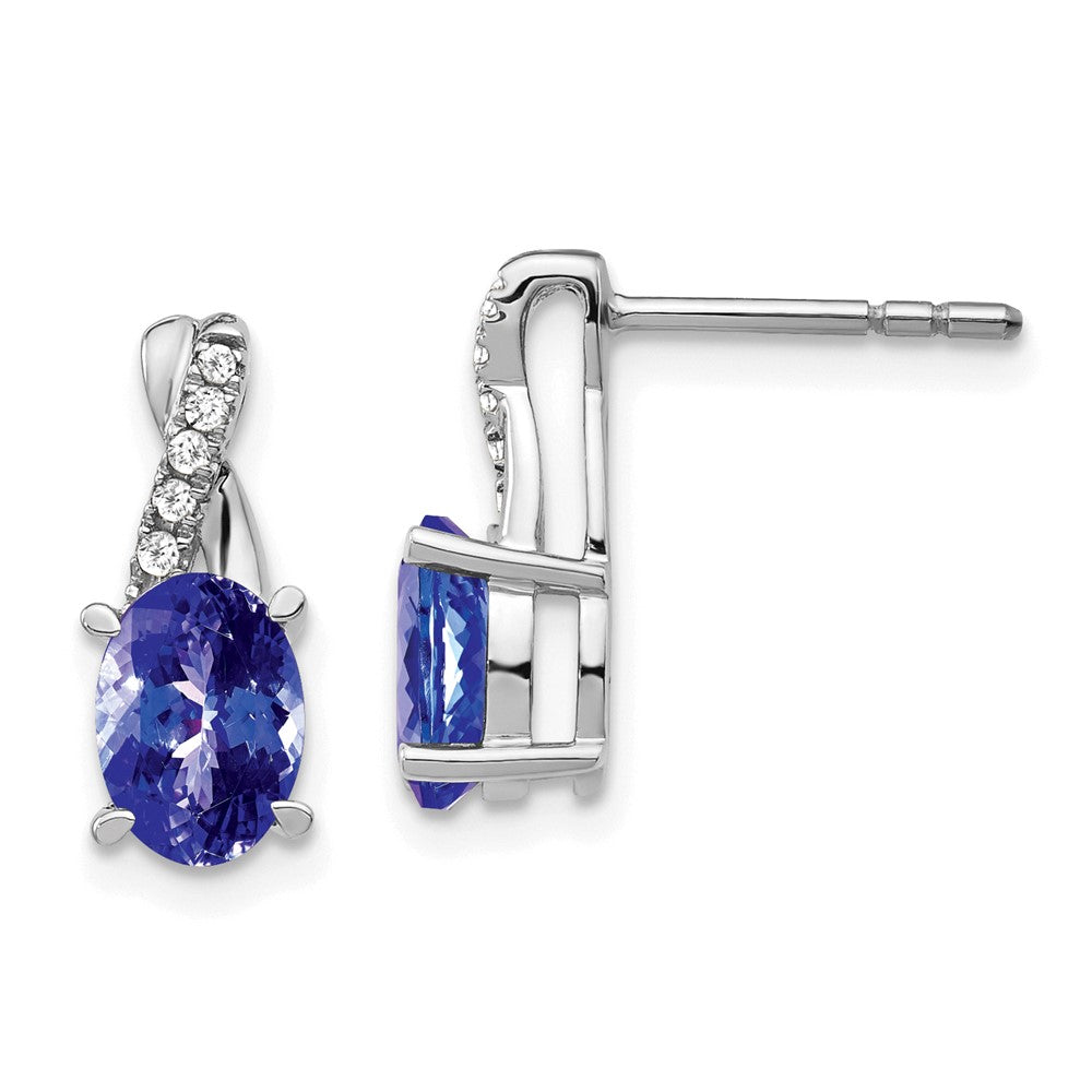 14k White Gold Tanzanite and Diamond Earrings (1.65 grams)