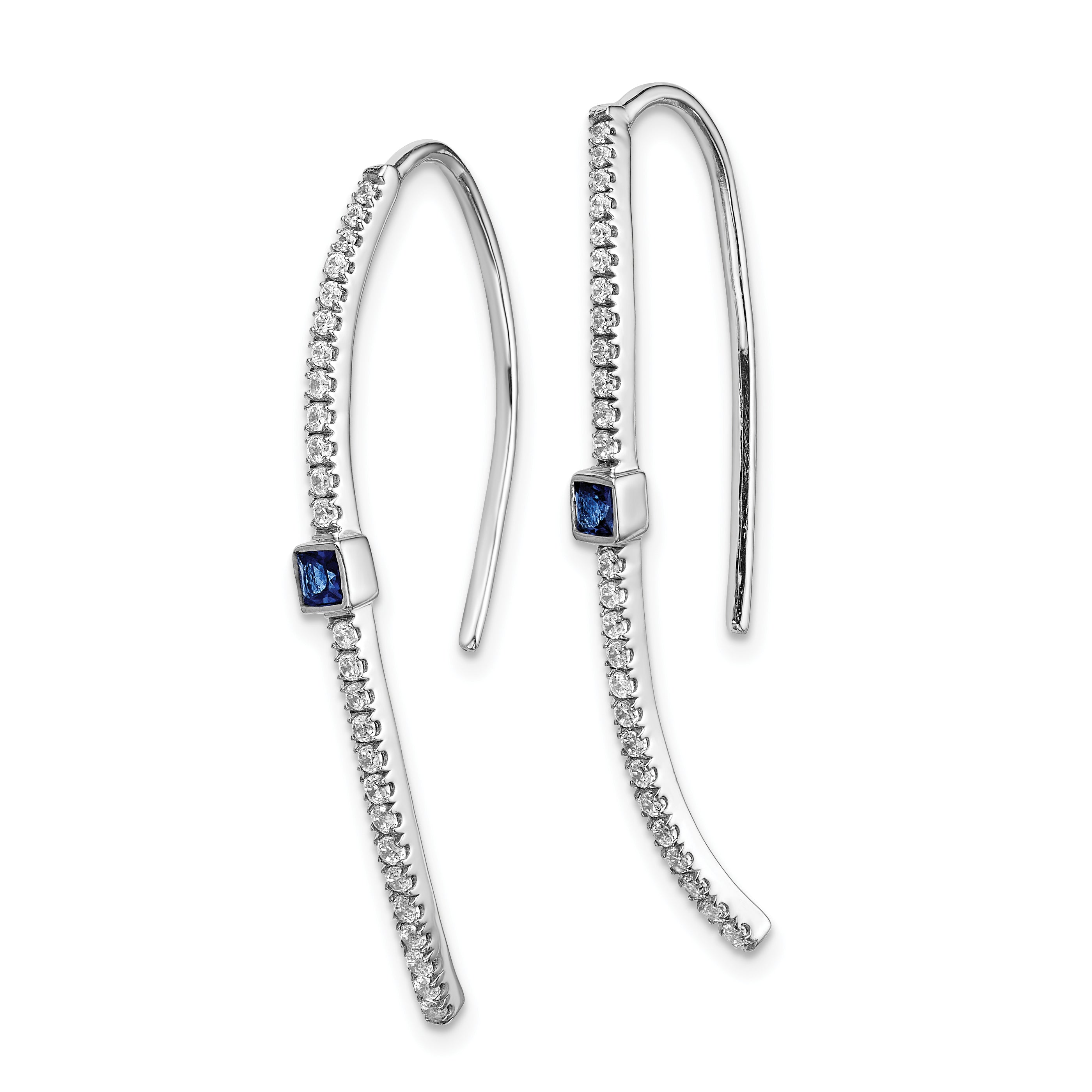 14k White Gold Diamond and Sapphire Earrings (1.95 grams)