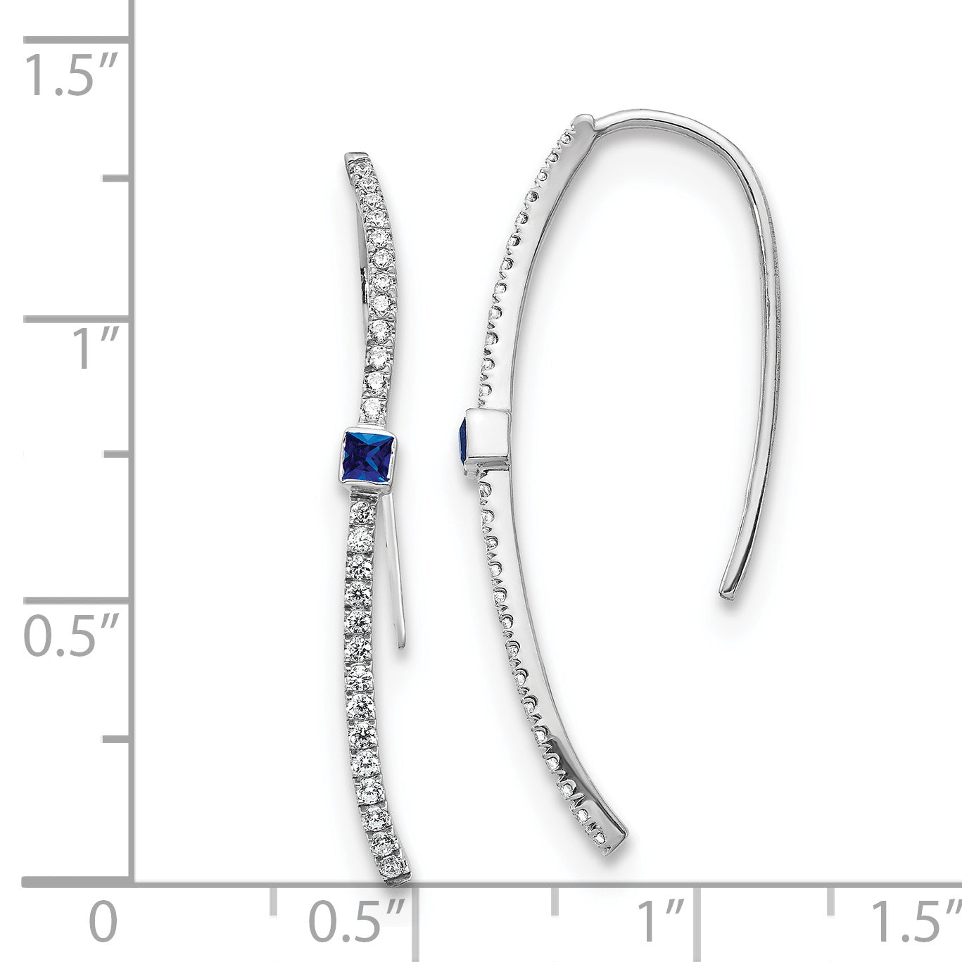 14k White Gold Diamond and Sapphire Earrings (1.95 grams)