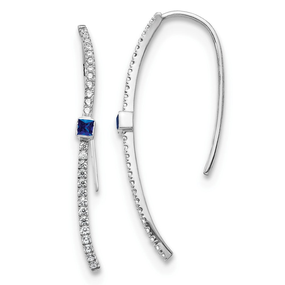 14k White Gold Diamond and Sapphire Earrings (1.95 grams)