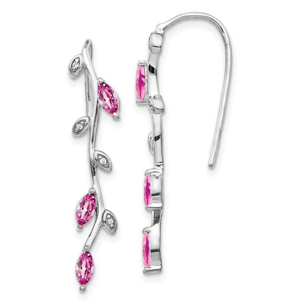 14k White Gold Diamond and Pink Sapphire Earrings (3.05 grams)