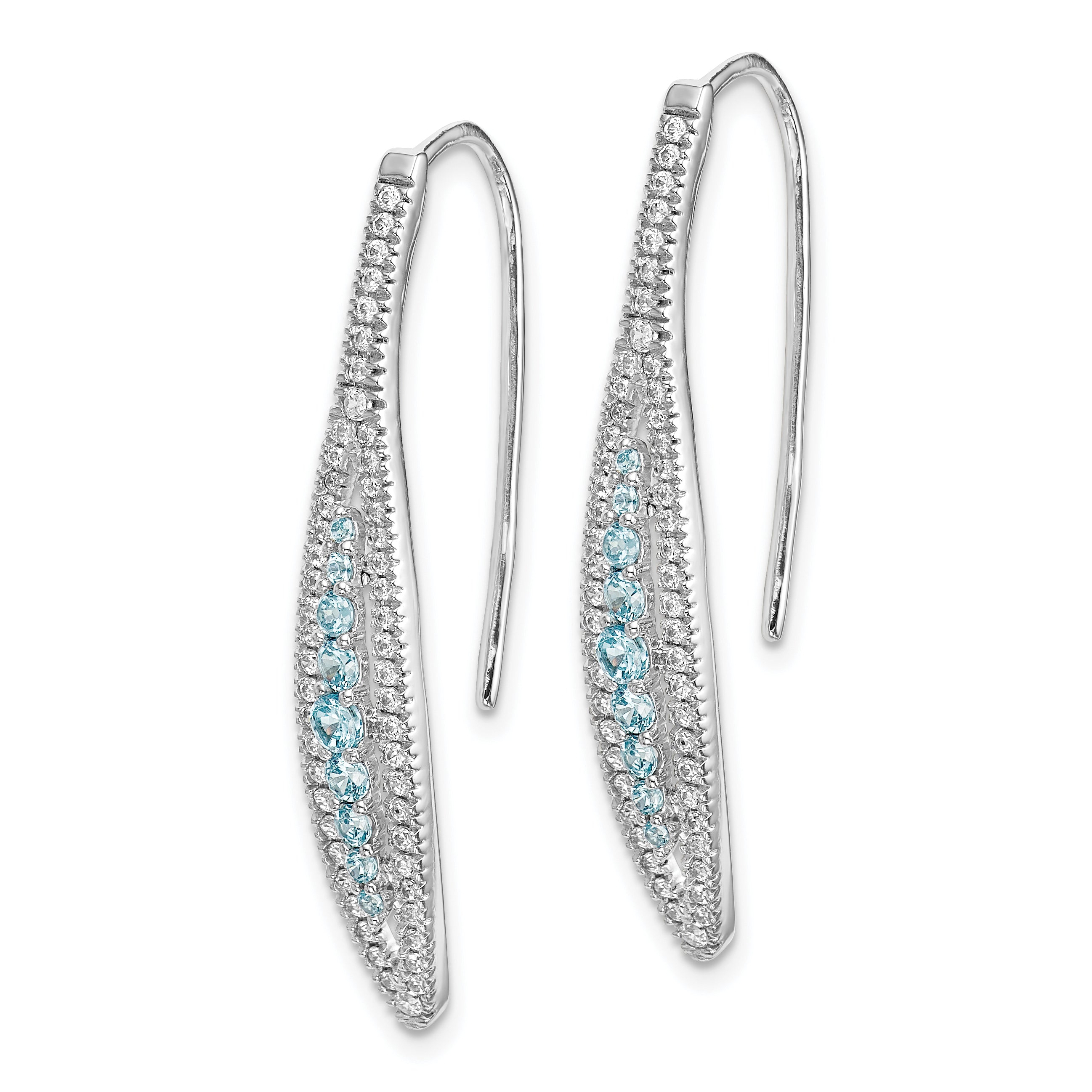 14k White Gold Diamond and Aquamarine Earrings (3.3 grams)