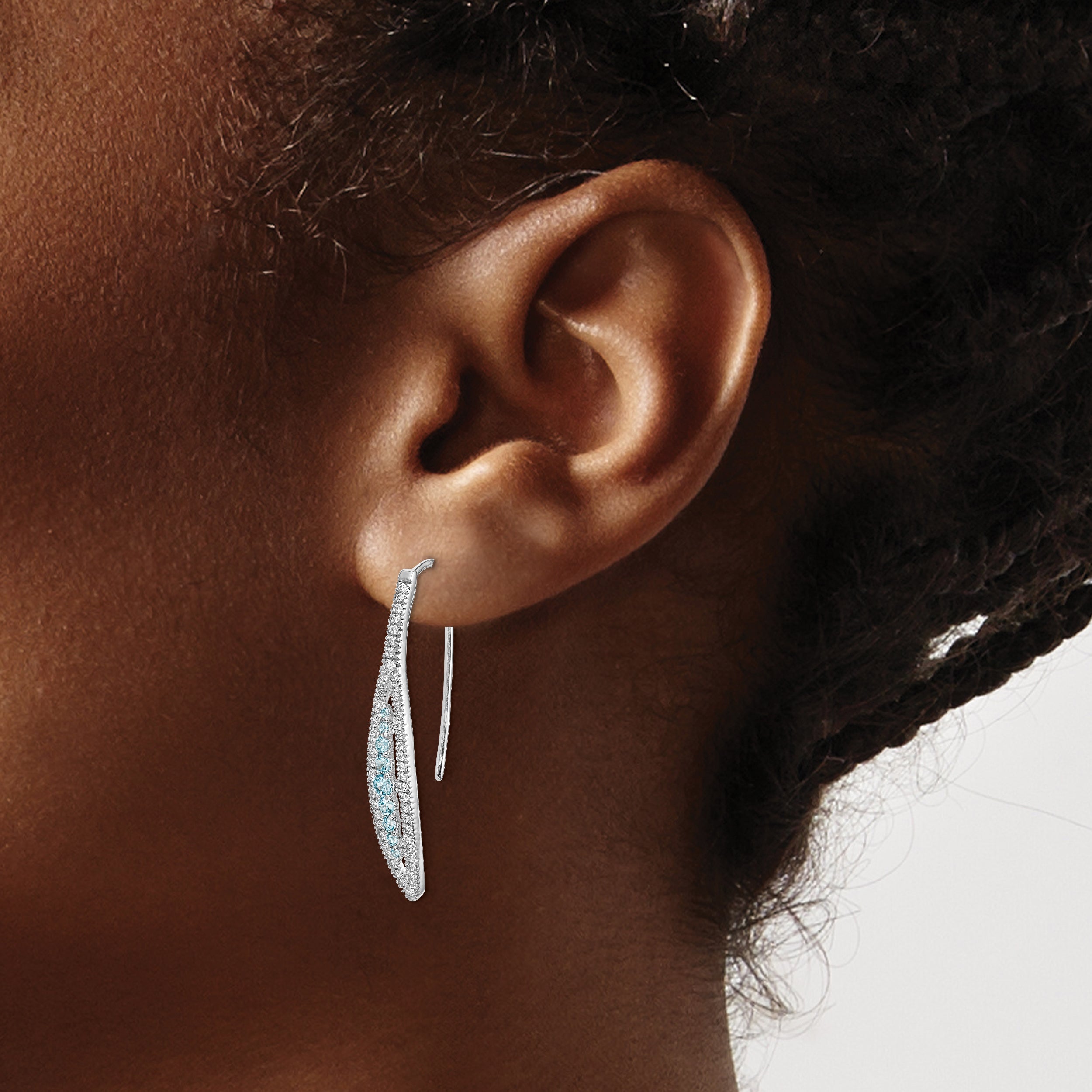 14k White Gold Diamond and Aquamarine Earrings (3.3 grams)