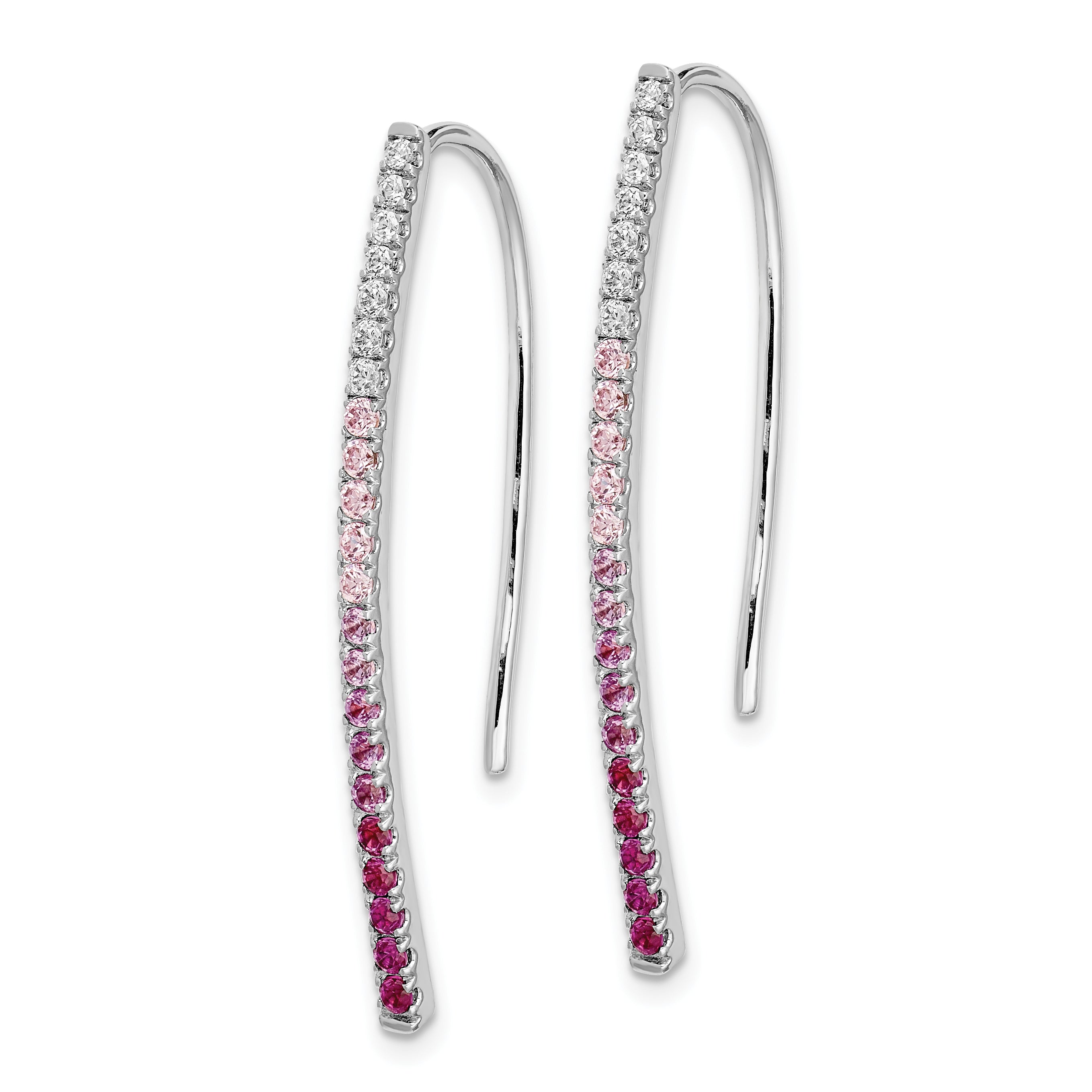 14k White Gold Diamond and Pink Sapphire Earrings (2.3 grams)