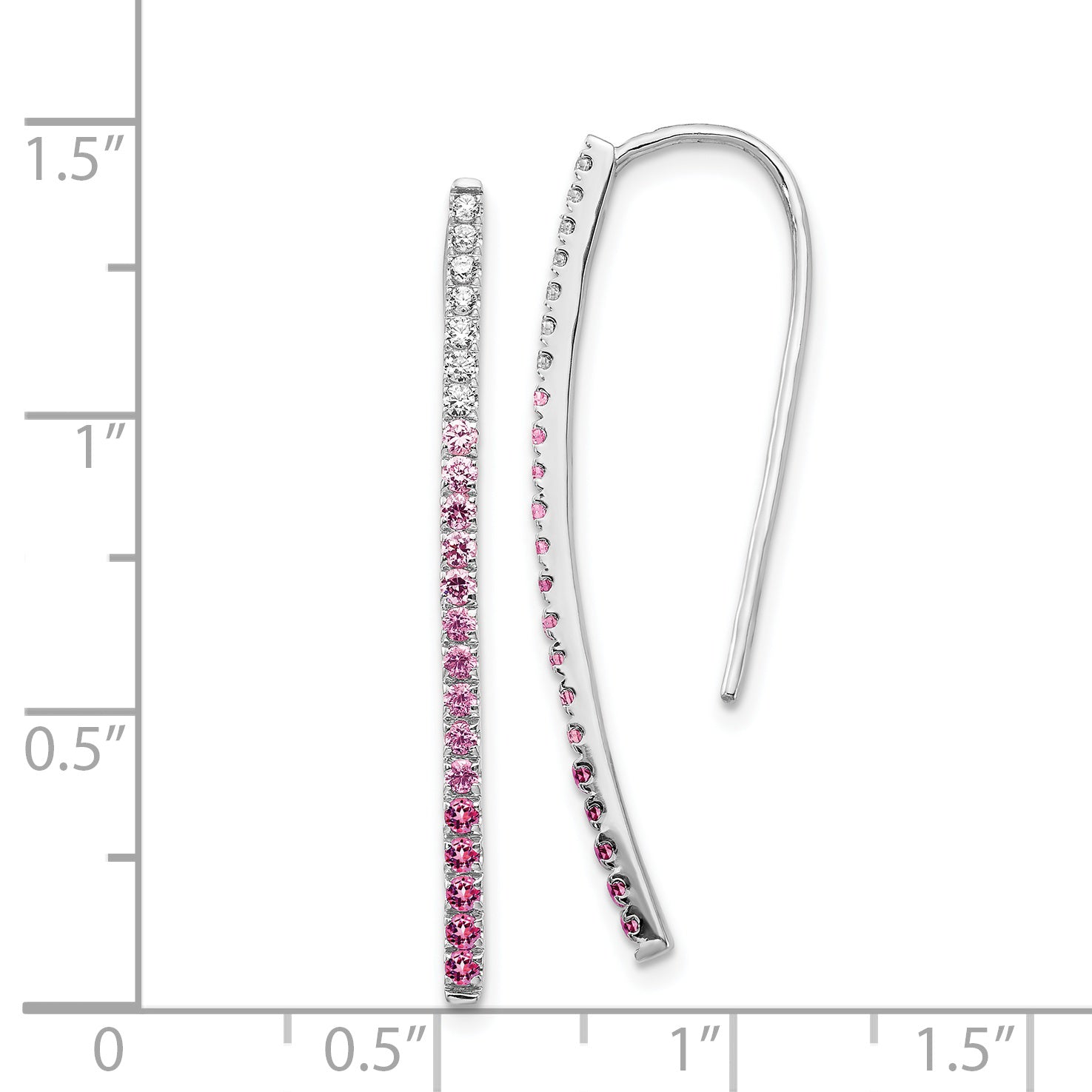 14k White Gold Diamond and Pink Sapphire Earrings (2.3 grams)