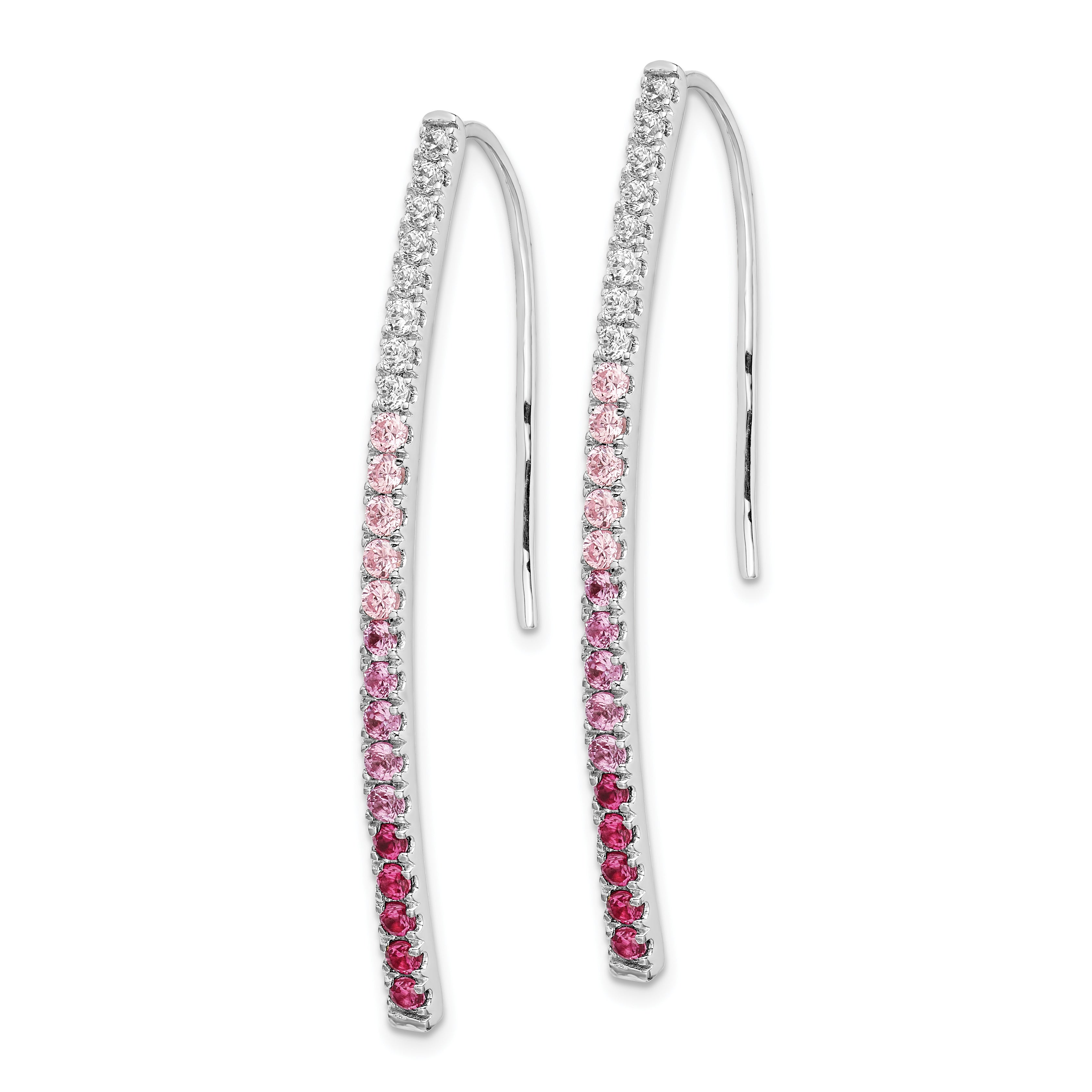 14k White Gold Diamond and Pink Sapphire Earrings (4.05 grams)