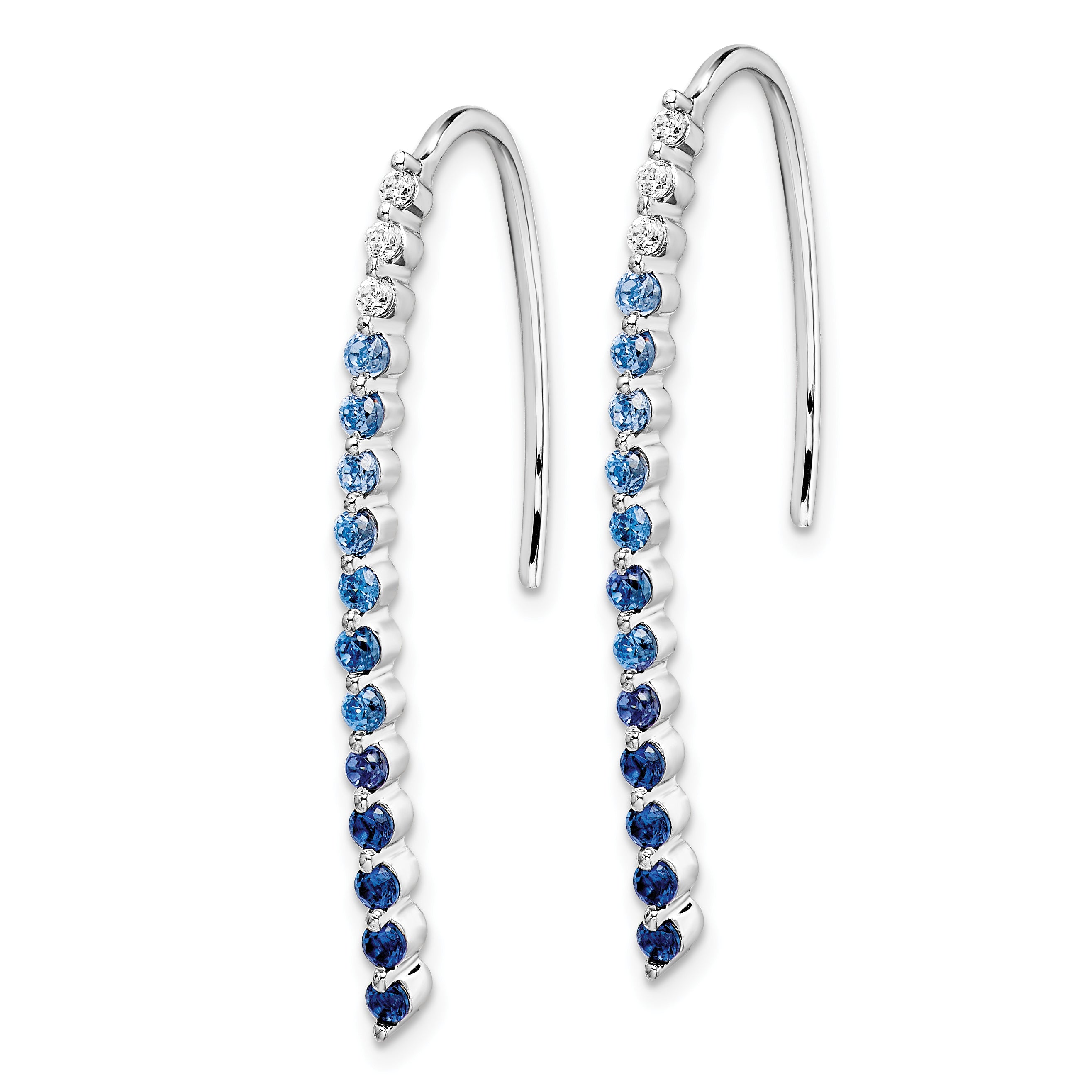 14k White Gold Diamond and Sapphire Earrings (2.35 grams)