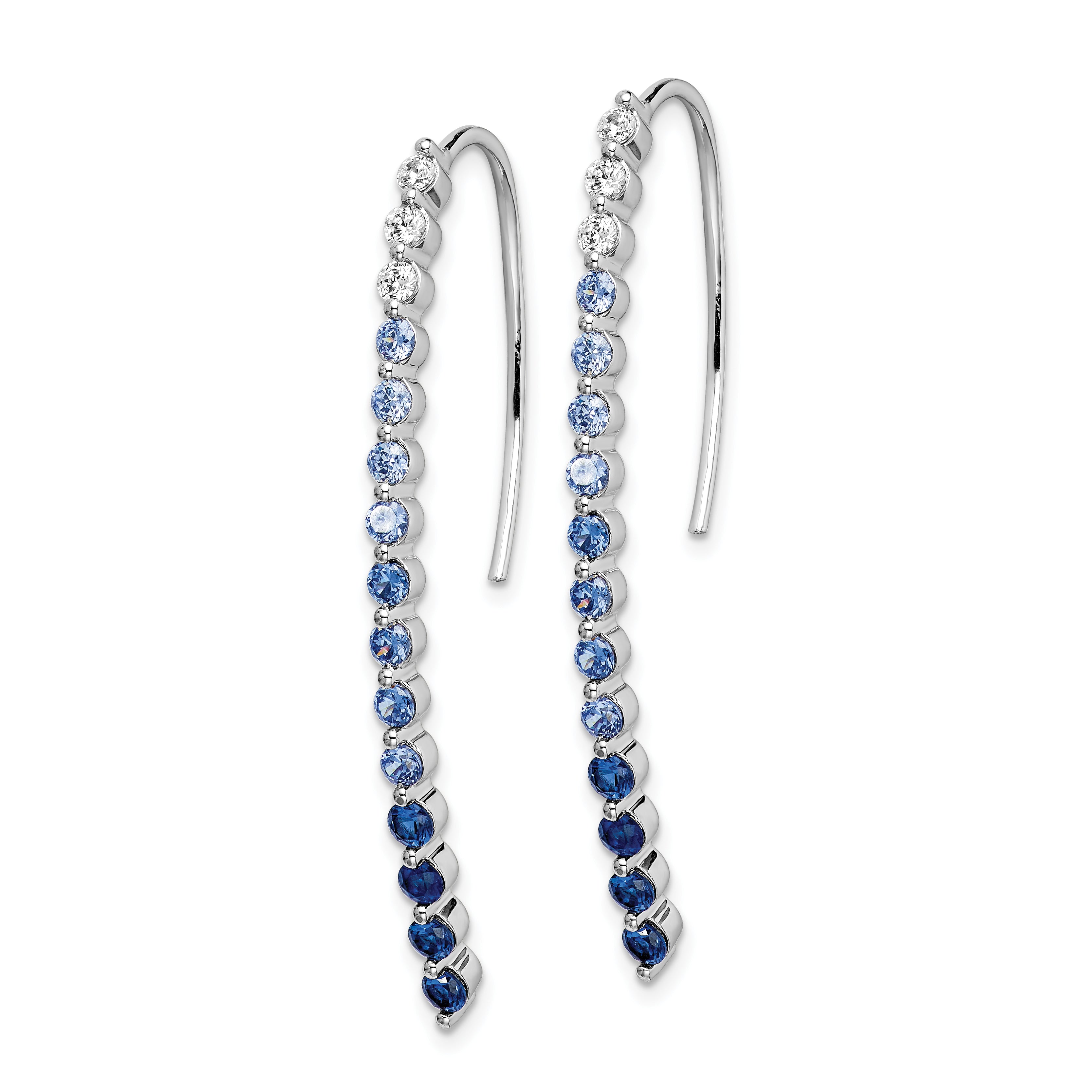 14k White Gold Diamond and Sapphire Earrings (3.65 grams)