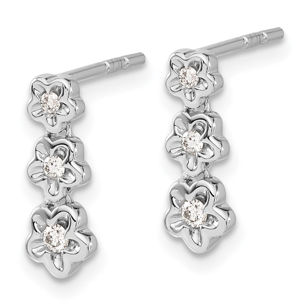 14k White Gold 5 mm Diamond 3-flower Post Earrings (1.66 grams)