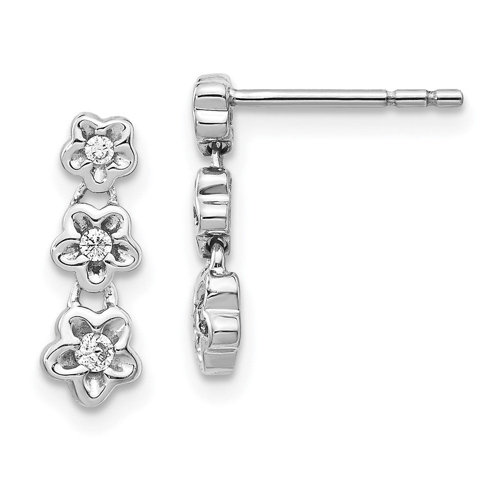 14k White Gold 5 mm Diamond 3-flower Post Earrings (1.66 grams)