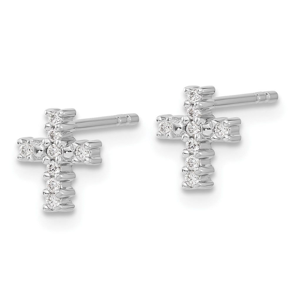 10k White Gold 6 mm Polished Diamond Cross Post Earrings (1.06 grams)