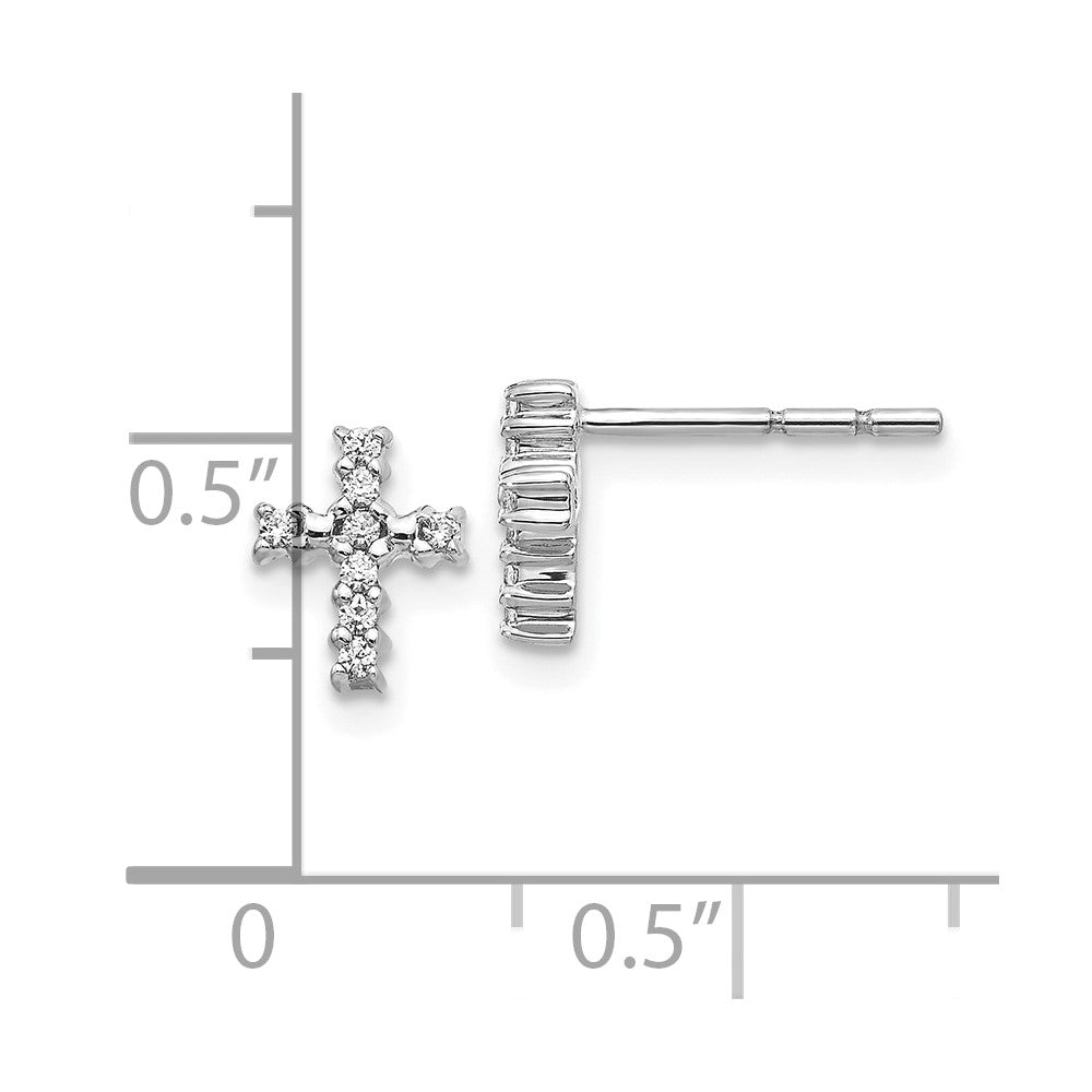 10k White Gold 6 mm Polished Diamond Cross Post Earrings (1.06 grams)