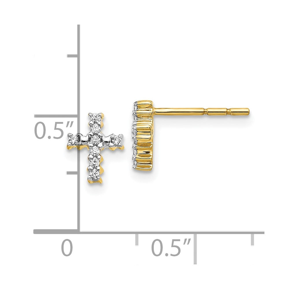 10k Yellow Gold 6 mm Gold Polished Diamond Cross Post Earrings (1.02 grams)