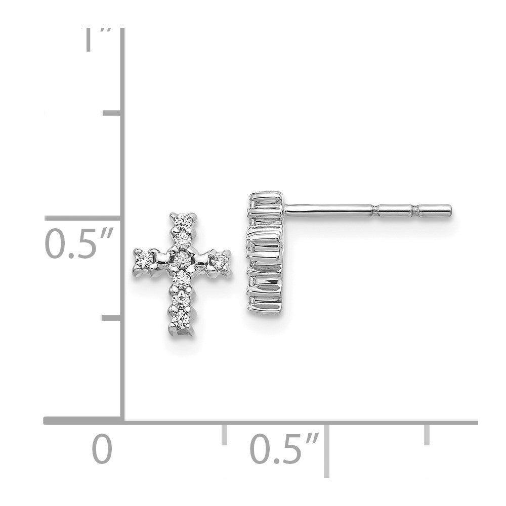 10k White Gold 6 mm Polished Diamond Cross Post Earrings (1.06 grams)