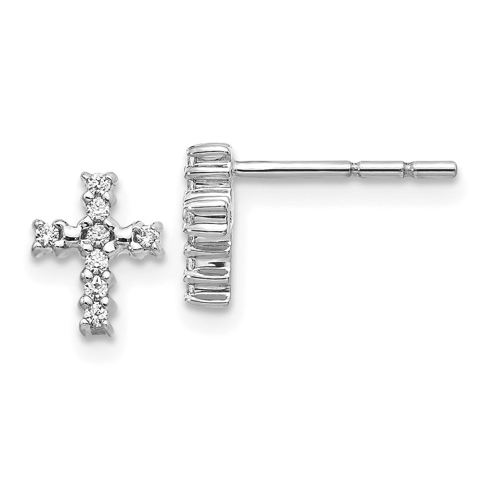 10k White Gold 6 mm Polished Diamond Cross Post Earrings (1.06 grams)