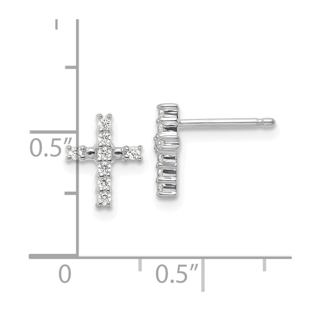 10k White Gold 6 mm Polished Diamond Cross Post Earrings (1.06 grams)