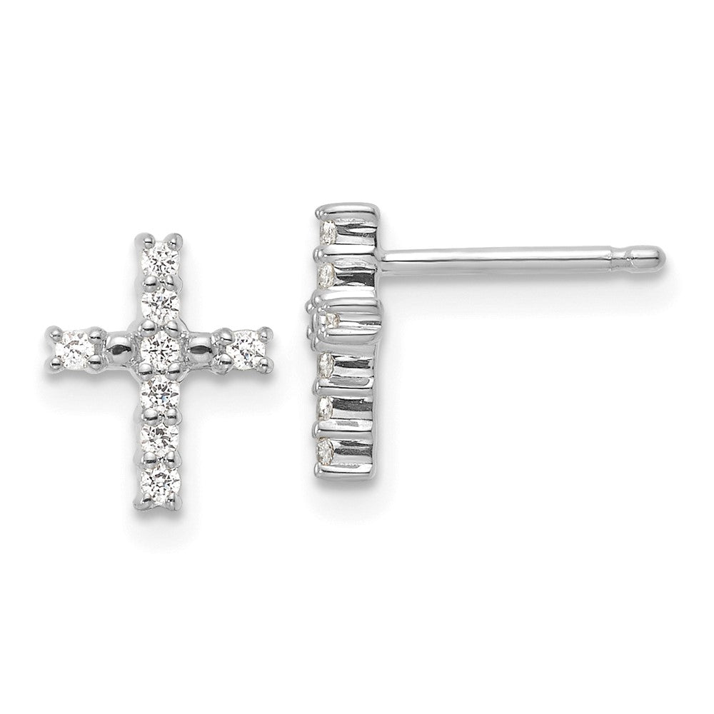 10k White Gold 6 mm Polished Diamond Cross Post Earrings (1.06 grams)